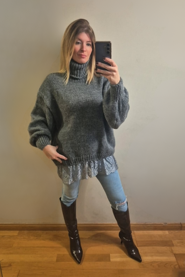 Jersey Overside encaje Cuello