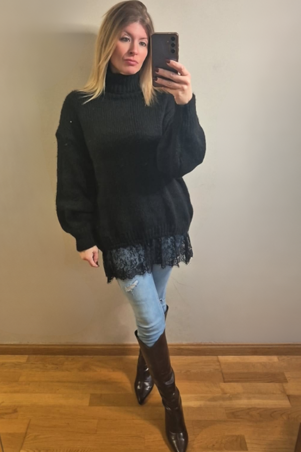 Jersey Overside encaje Cuello