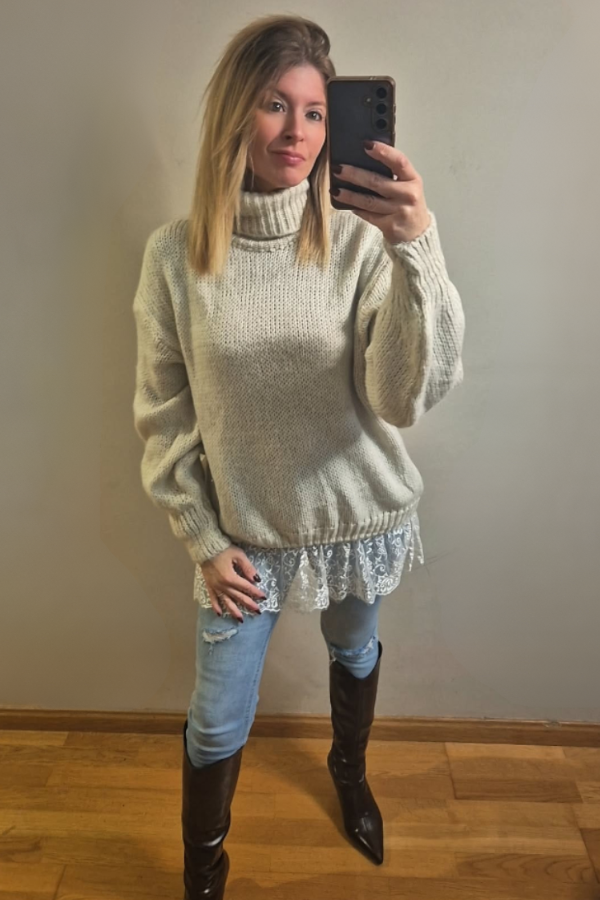 Jersey Overside encaje Cuello